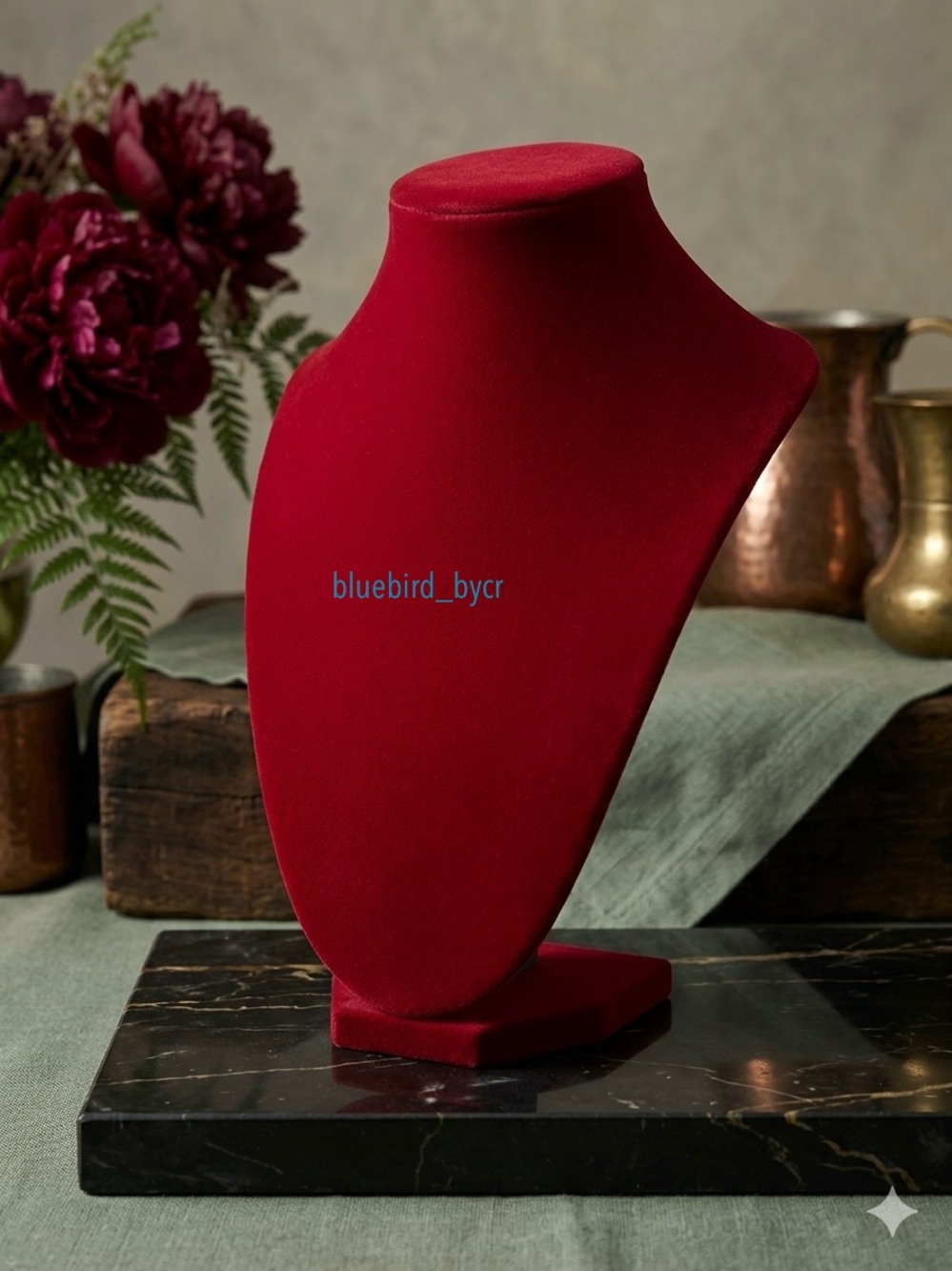 Velvet NWOT Necklace Display Bust in Burgundy